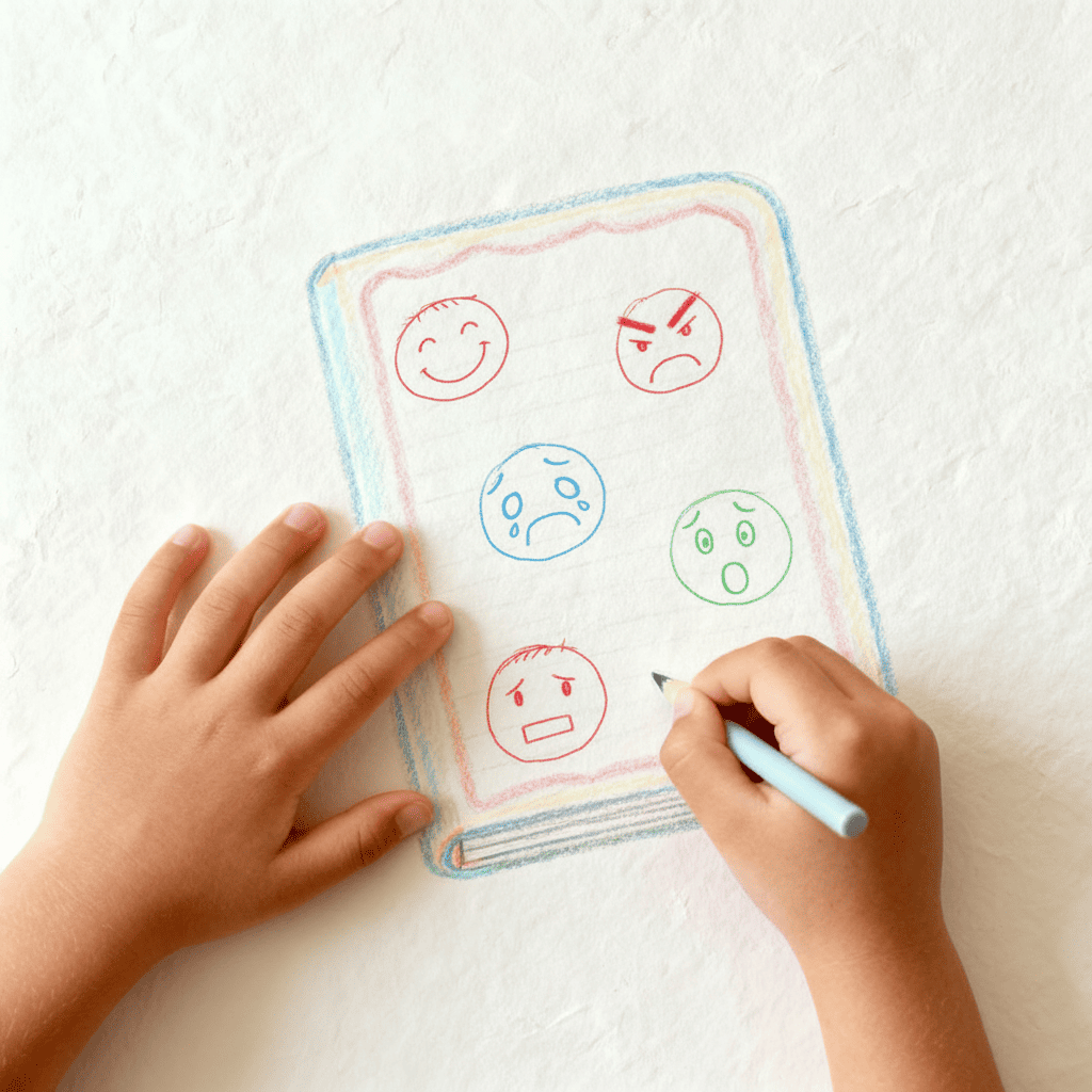 ציור ילדותי של מגוון רגשות